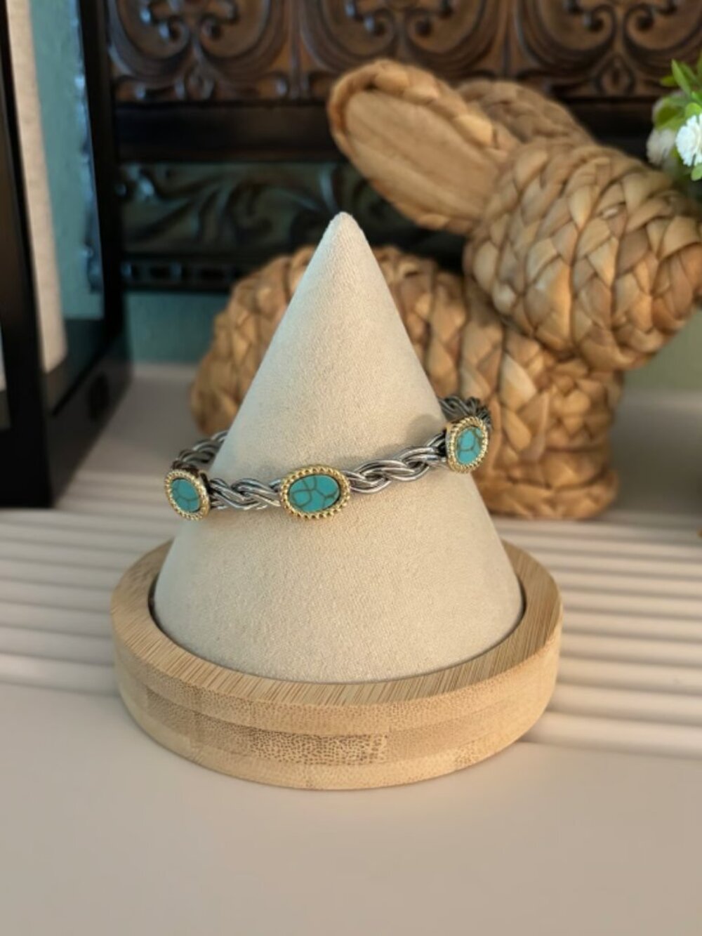Mixed Metal and Turquoise Cuff Bracelet